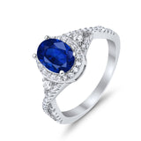 Halo Wedding Ring Simulated Cubic Zirconia 925 Sterling Silver