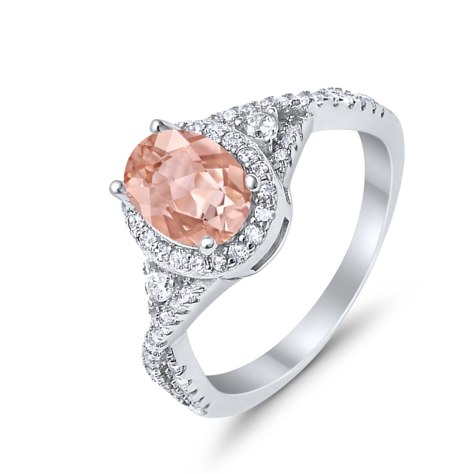 Halo Wedding Ring Simulated Cubic Zirconia 925 Sterling Silver