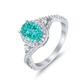 Halo Wedding Ring Simulated Cubic Zirconia 925 Sterling Silver