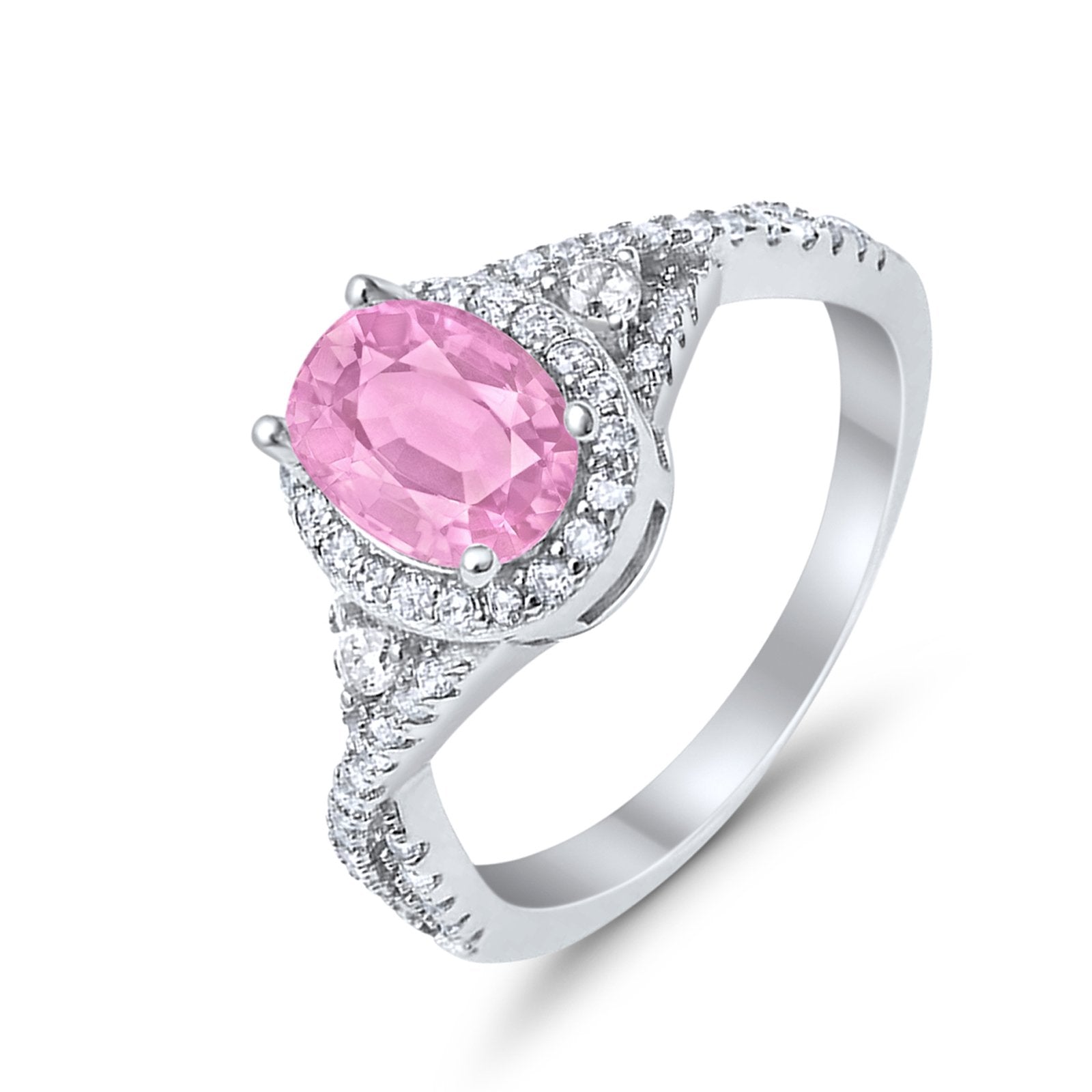 Halo Wedding Ring Simulated Cubic Zirconia 925 Sterling Silver