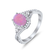 Halo Wedding Ring Simulated Cubic Zirconia 925 Sterling Silver