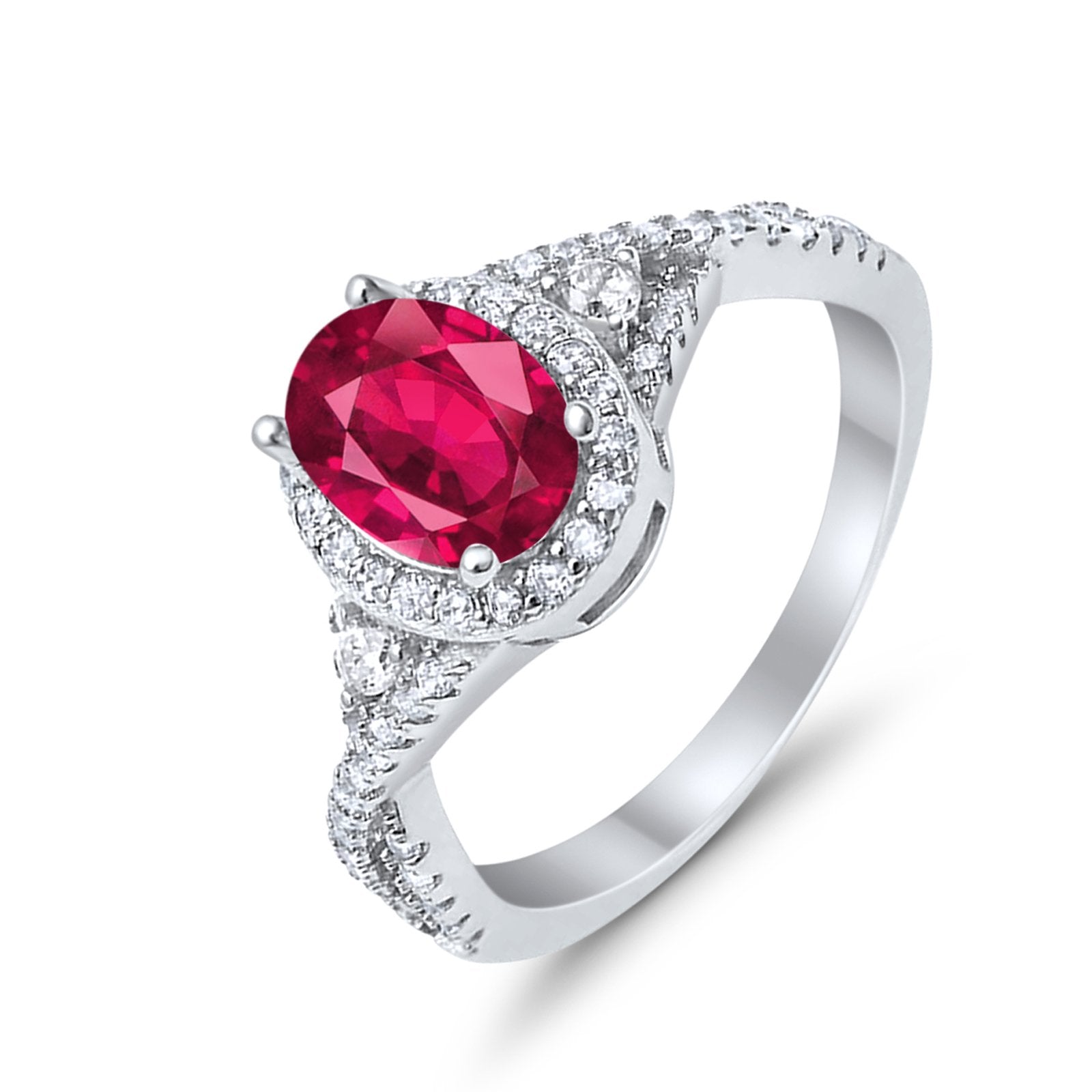 Halo Wedding Ring Simulated Cubic Zirconia 925 Sterling Silver