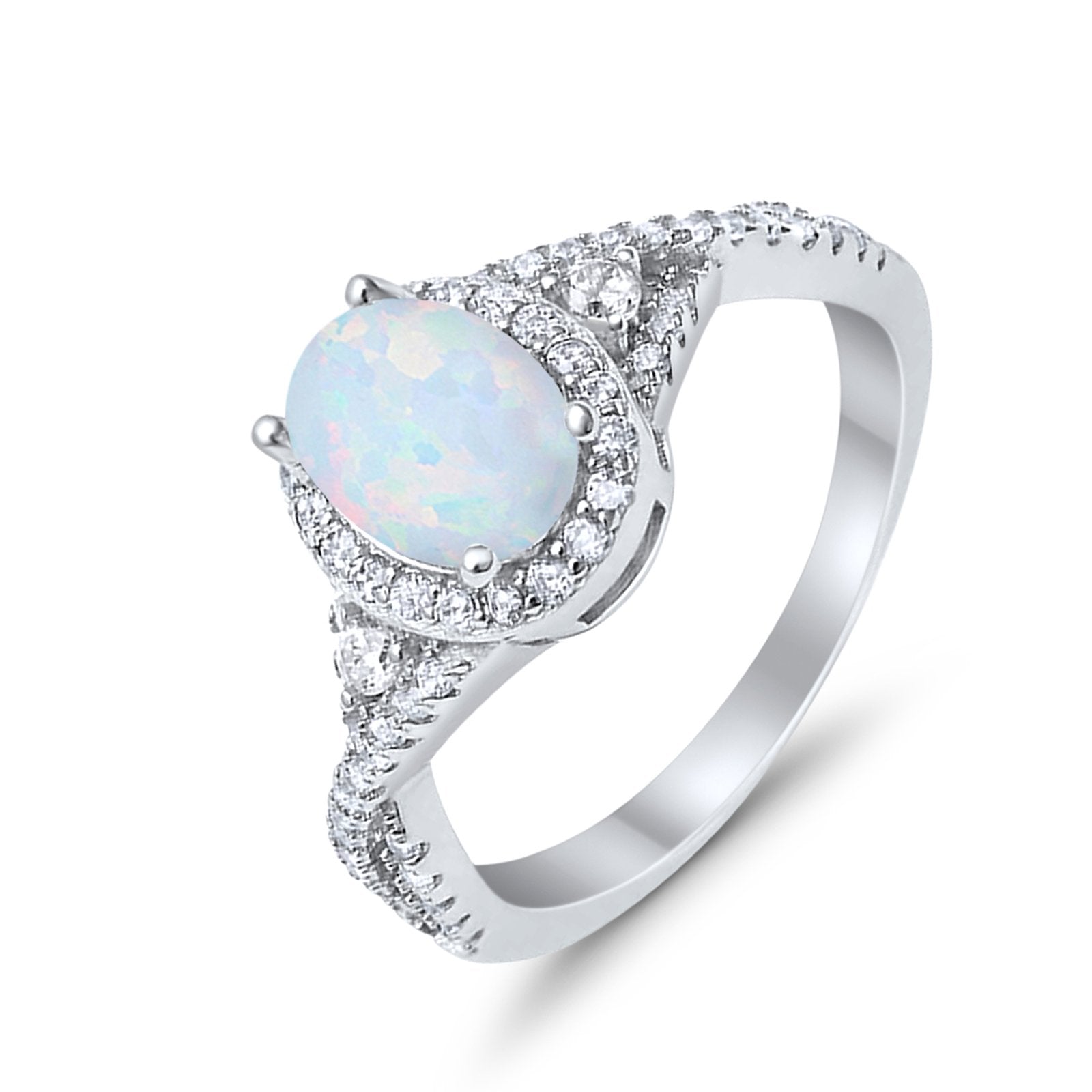 Halo Wedding Ring Simulated Cubic Zirconia 925 Sterling Silver