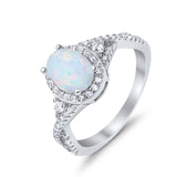 Halo Wedding Ring Simulated Cubic Zirconia 925 Sterling Silver