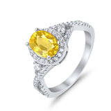 Halo Wedding Ring Simulated Cubic Zirconia 925 Sterling Silver