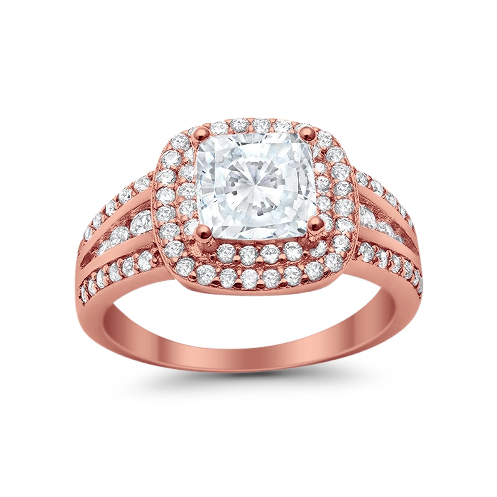Halo Art Deco Wedding Ring Simulated Cubic Zirconia 925 Sterling Silver