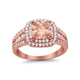 Halo Art Deco Wedding Ring Simulated Cubic Zirconia 925 Sterling Silver