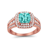 Halo Art Deco Wedding Ring Simulated Cubic Zirconia 925 Sterling Silver