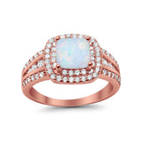 Halo Art Deco Wedding Ring Simulated Cubic Zirconia 925 Sterling Silver