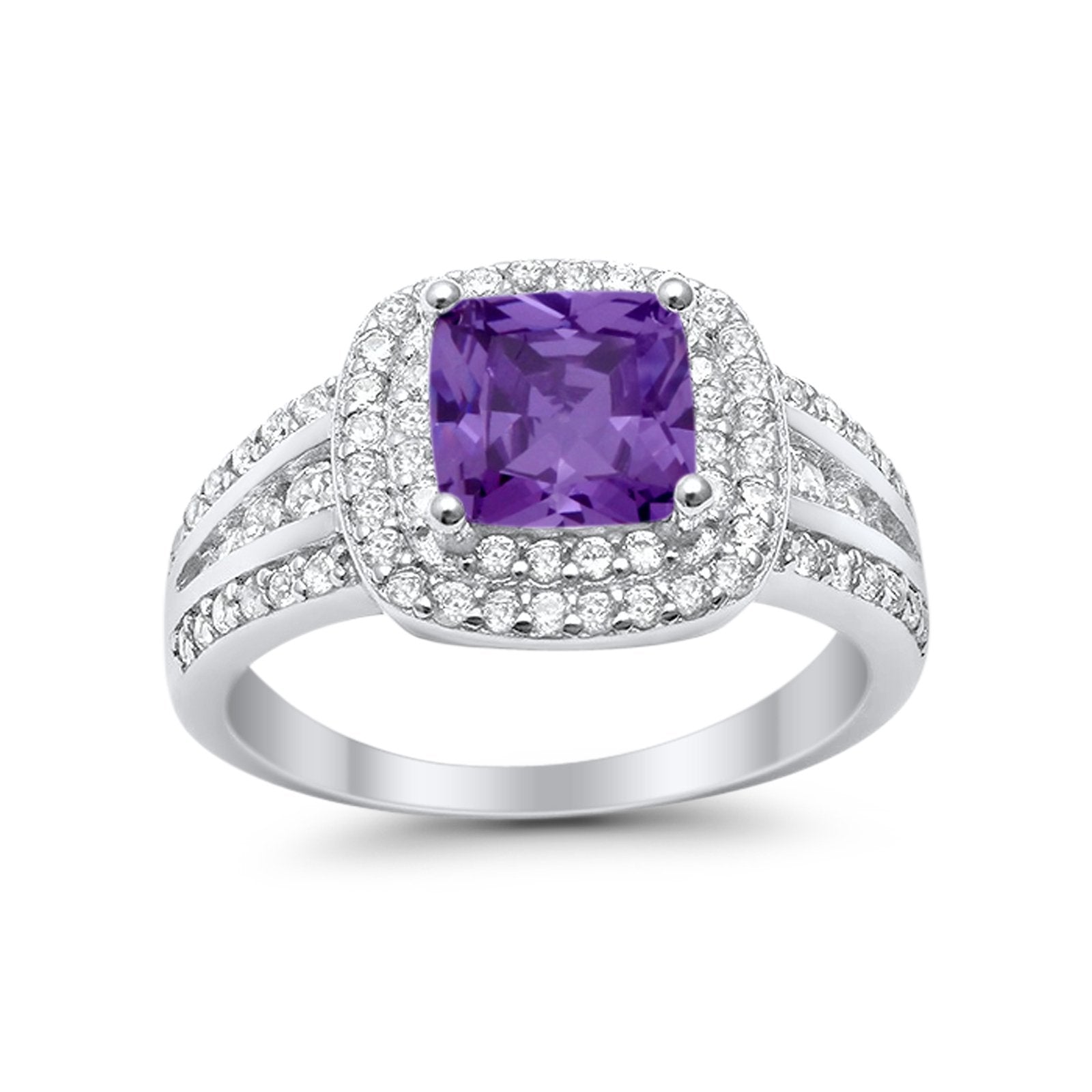 Halo Art Deco Wedding Ring Simulated Cubic Zirconia 925 Sterling Silver
