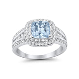 Halo Art Deco Wedding Ring Simulated Cubic Zirconia 925 Sterling Silver