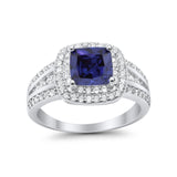 Halo Art Deco Wedding Ring Simulated Cubic Zirconia 925 Sterling Silver