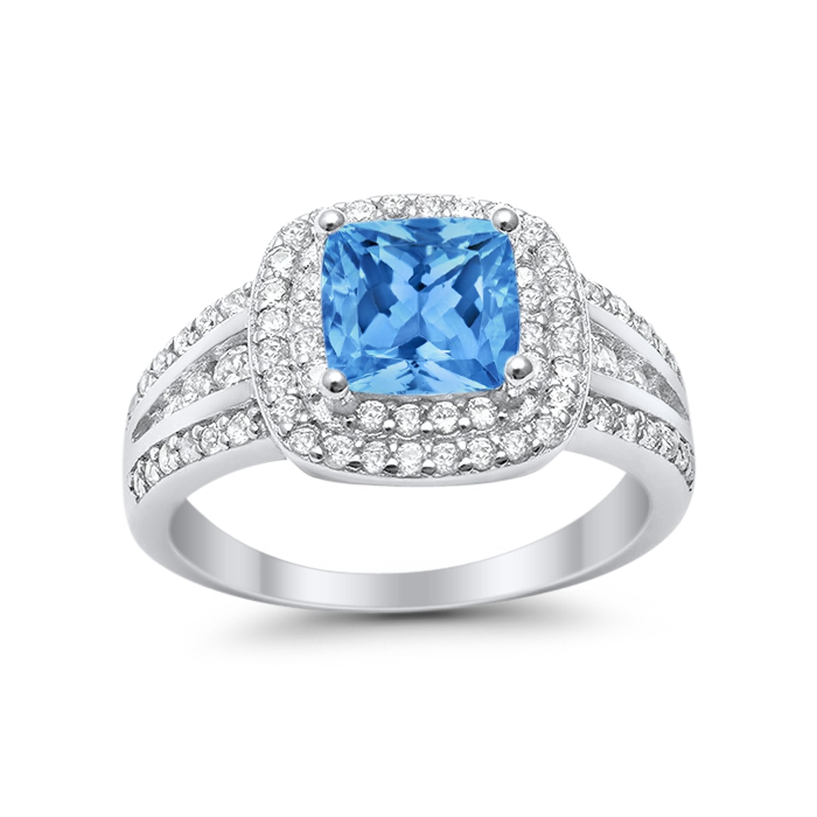 Halo Art Deco Wedding Ring Simulated Cubic Zirconia 925 Sterling Silver