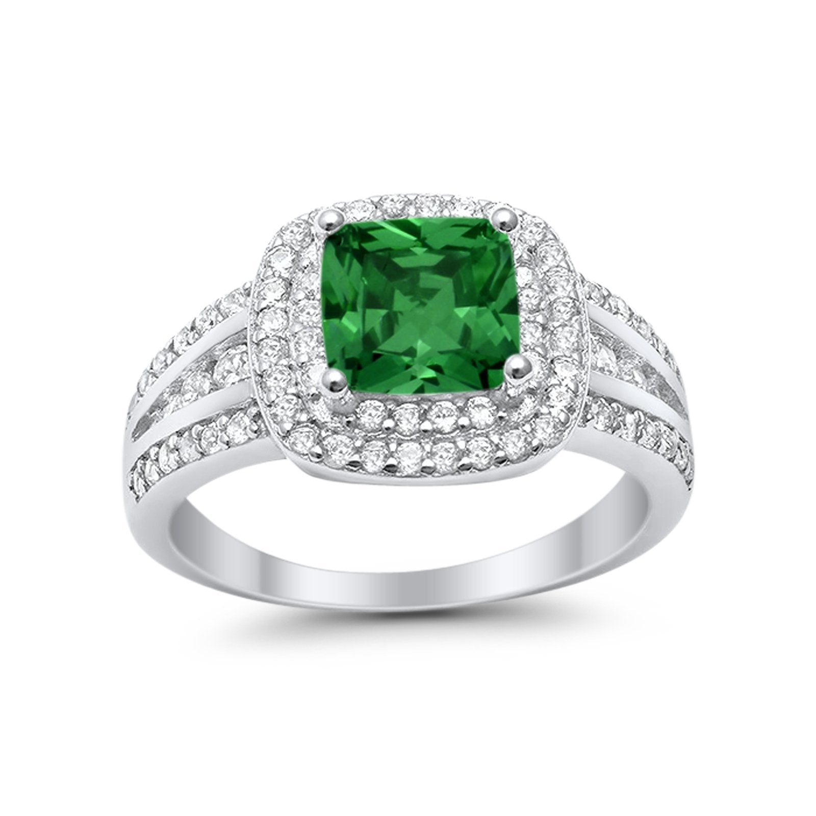 Halo Art Deco Wedding Ring Simulated Cubic Zirconia 925 Sterling Silver