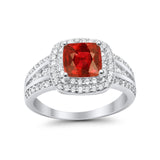 Halo Art Deco Wedding Ring Simulated Cubic Zirconia 925 Sterling Silver