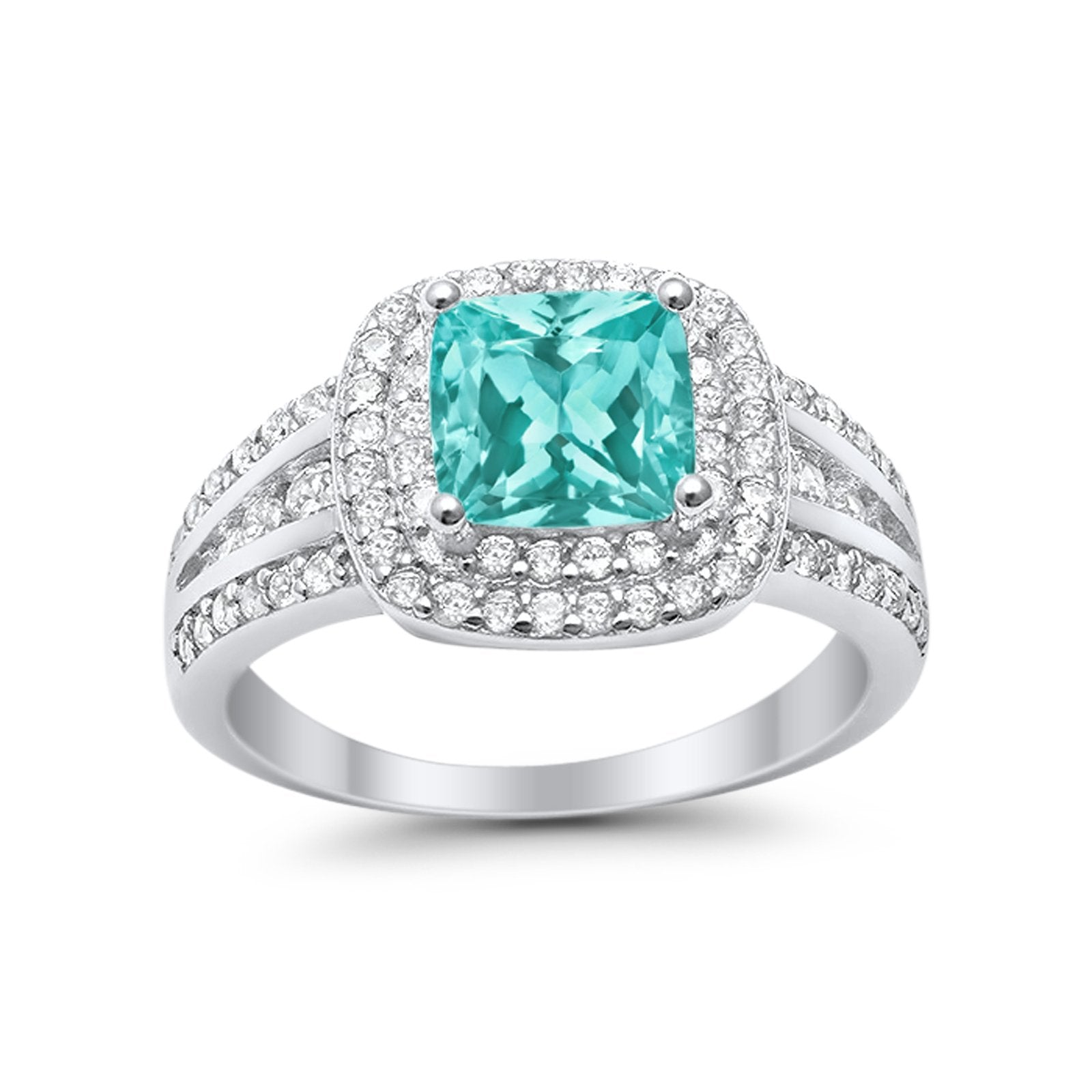 Halo Art Deco Wedding Ring Simulated Cubic Zirconia 925 Sterling Silver