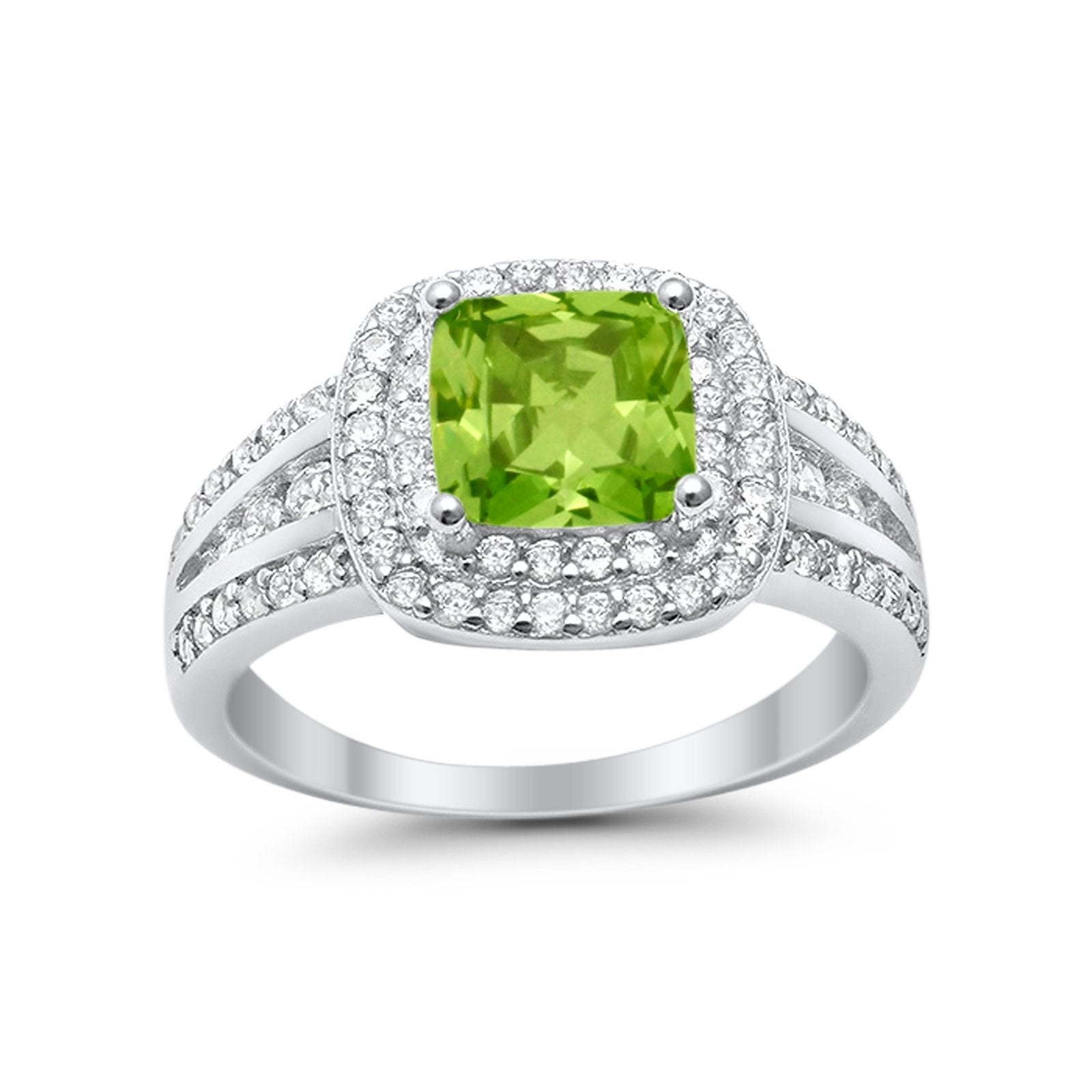 Halo Art Deco Wedding Ring Simulated Cubic Zirconia 925 Sterling Silver