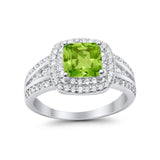 Halo Art Deco Wedding Ring Simulated Cubic Zirconia 925 Sterling Silver