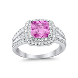 Halo Art Deco Wedding Ring Simulated Cubic Zirconia 925 Sterling Silver