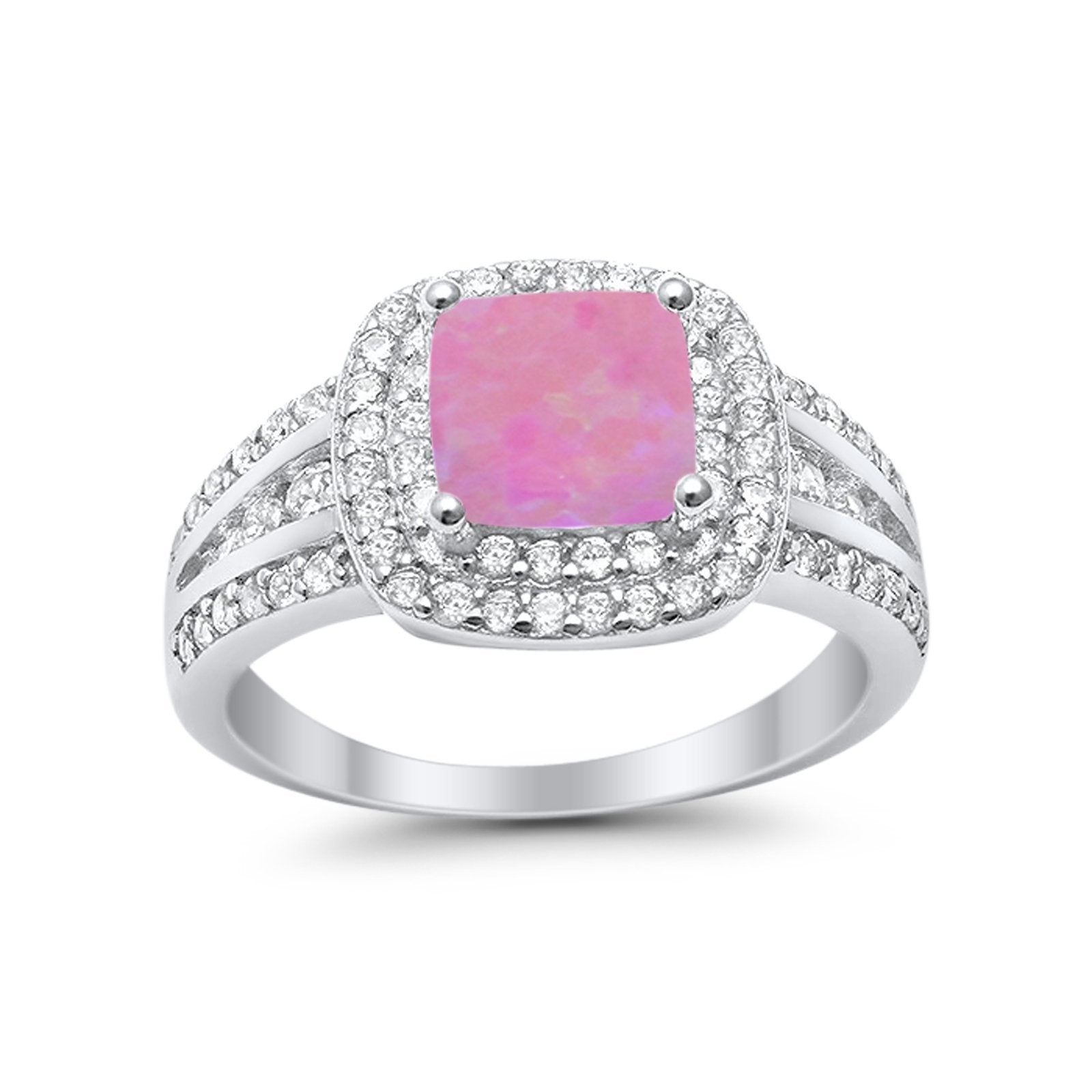 Halo Art Deco Wedding Ring Simulated Cubic Zirconia 925 Sterling Silver