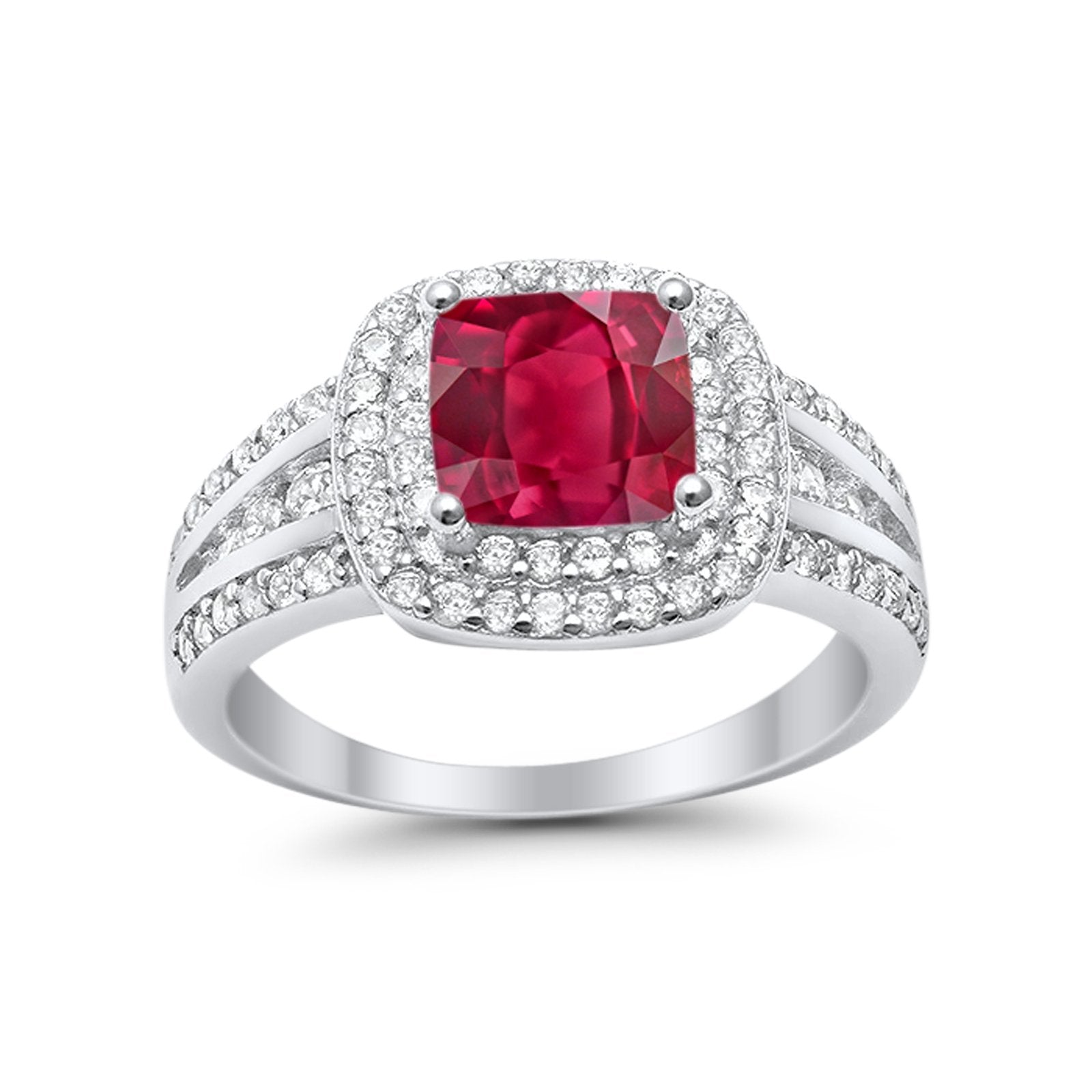 Halo Art Deco Wedding Ring Simulated Cubic Zirconia 925 Sterling Silver