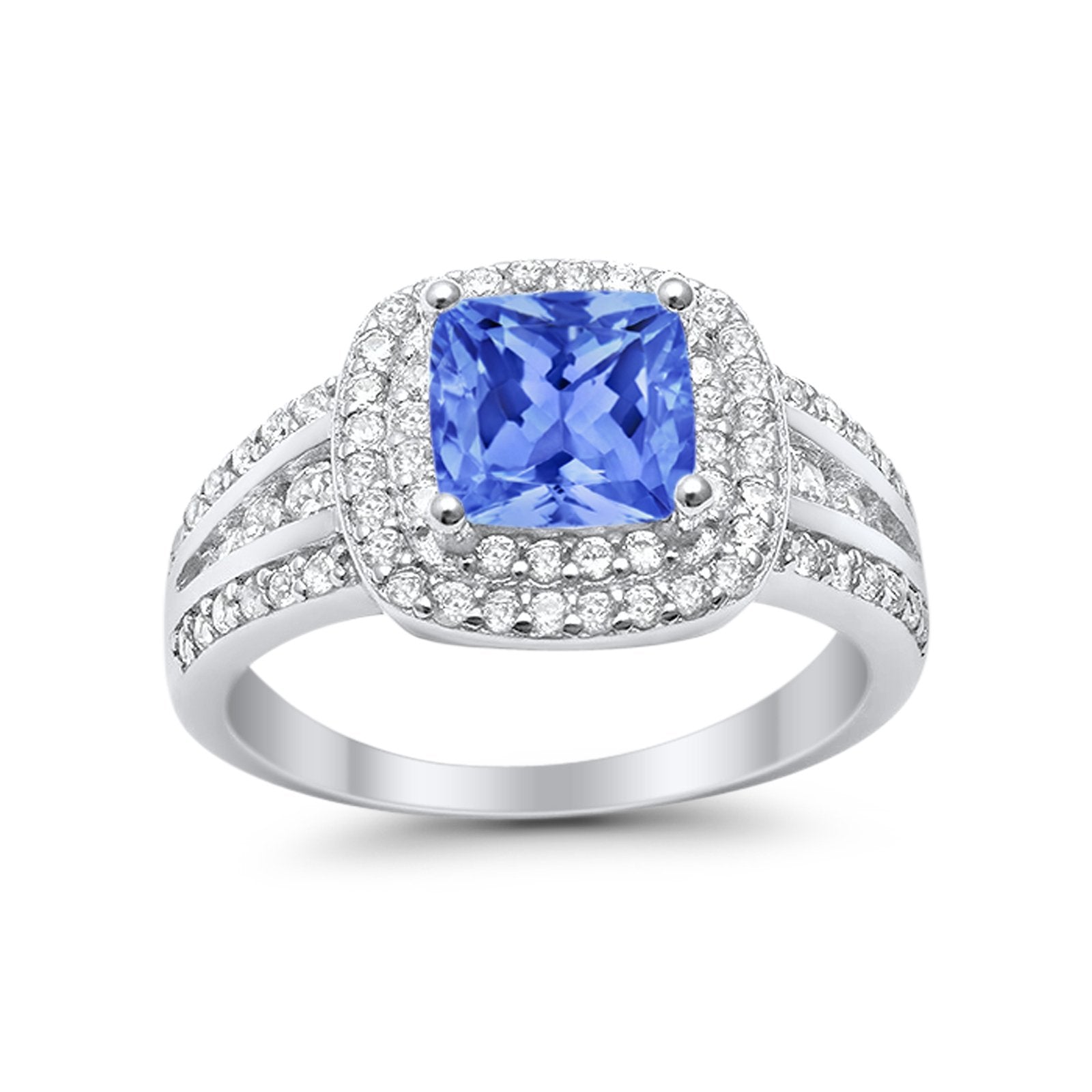 Halo Art Deco Wedding Ring Simulated Cubic Zirconia 925 Sterling Silver