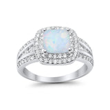 Halo Art Deco Wedding Ring Simulated Cubic Zirconia 925 Sterling Silver