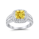 Halo Art Deco Wedding Ring Simulated Cubic Zirconia 925 Sterling Silver