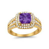Halo Art Deco Wedding Ring Simulated Cubic Zirconia 925 Sterling Silver