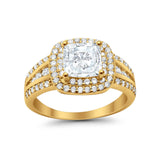 Halo Art Deco Wedding Ring Simulated Cubic Zirconia 925 Sterling Silver