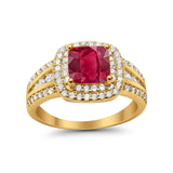 Halo Art Deco Wedding Ring Simulated Cubic Zirconia 925 Sterling Silver