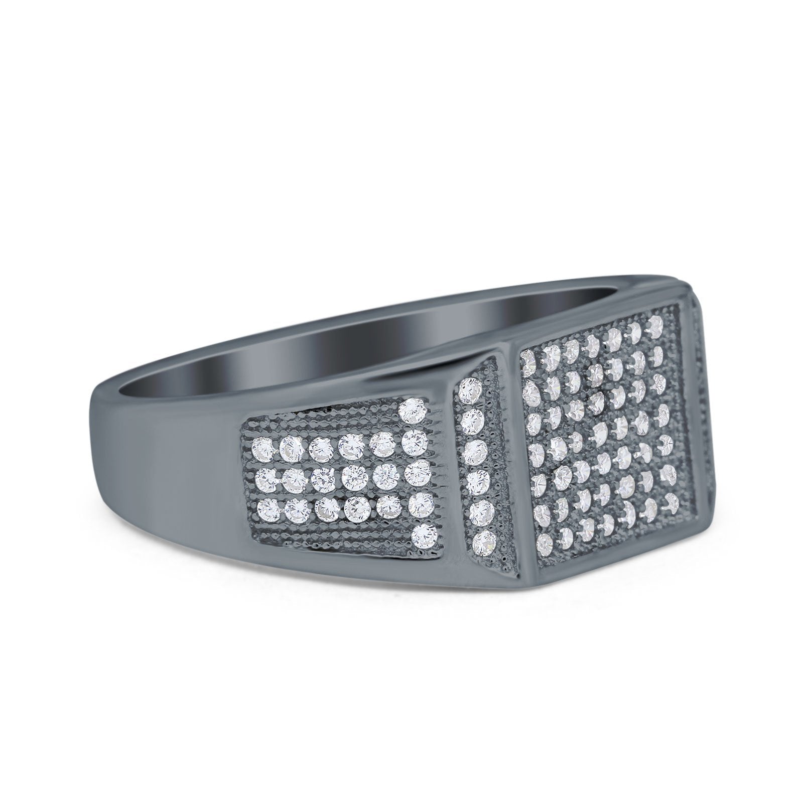 Micro Pave Eternity Engagement Ring Round Simulated CZ 925 Sterling Silver