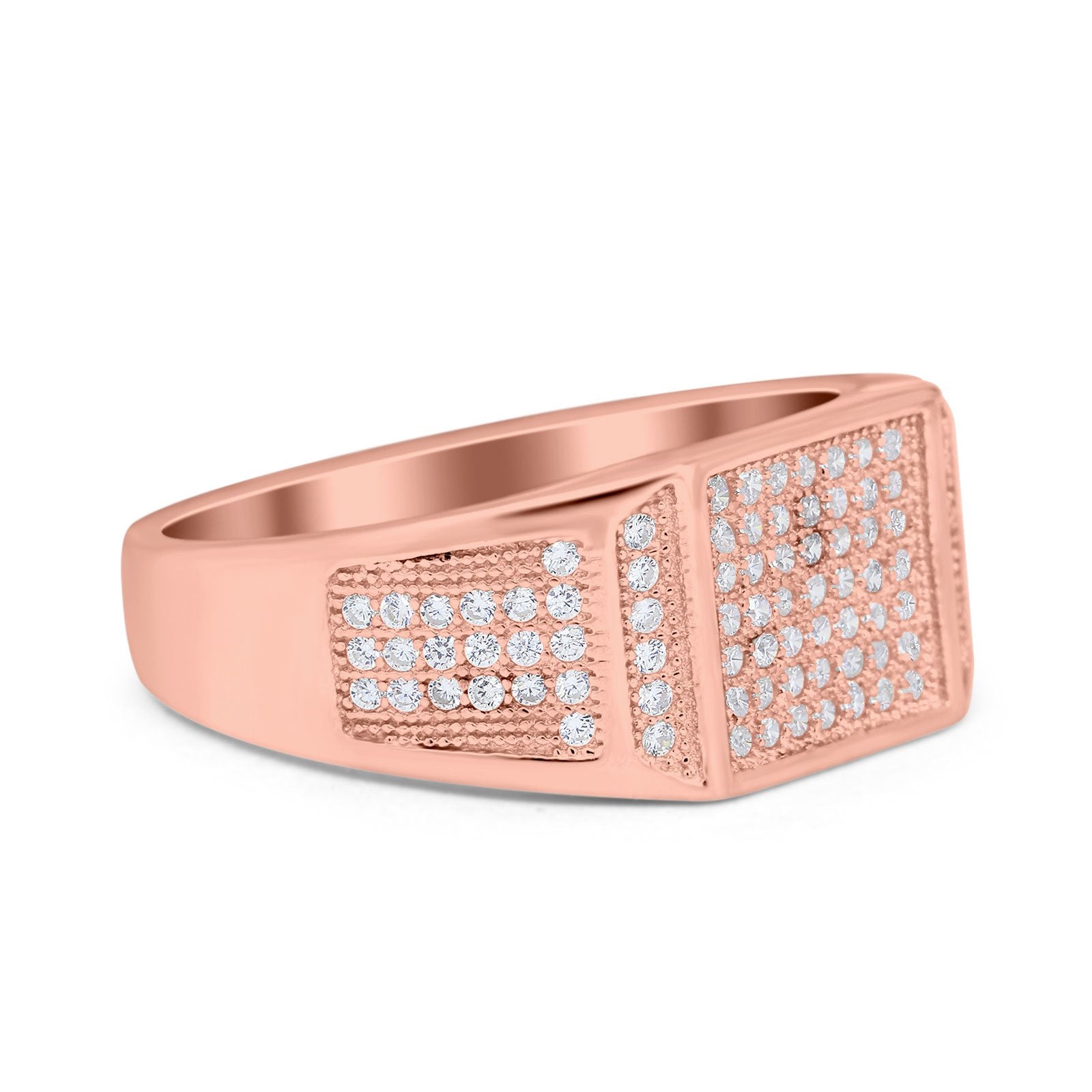 Micro Pave Eternity Engagement Ring Round Simulated CZ 925 Sterling Silver