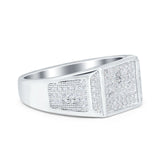 Micro Pave Eternity Engagement Ring Round Simulated CZ 925 Sterling Silver