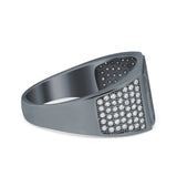 Hip Hop Ring Ice Micro Pave Round Eternity Simulated CZ 925 Sterling Silver