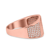 Hip Hop Ring Ice Micro Pave Round Eternity Simulated CZ 925 Sterling Silver