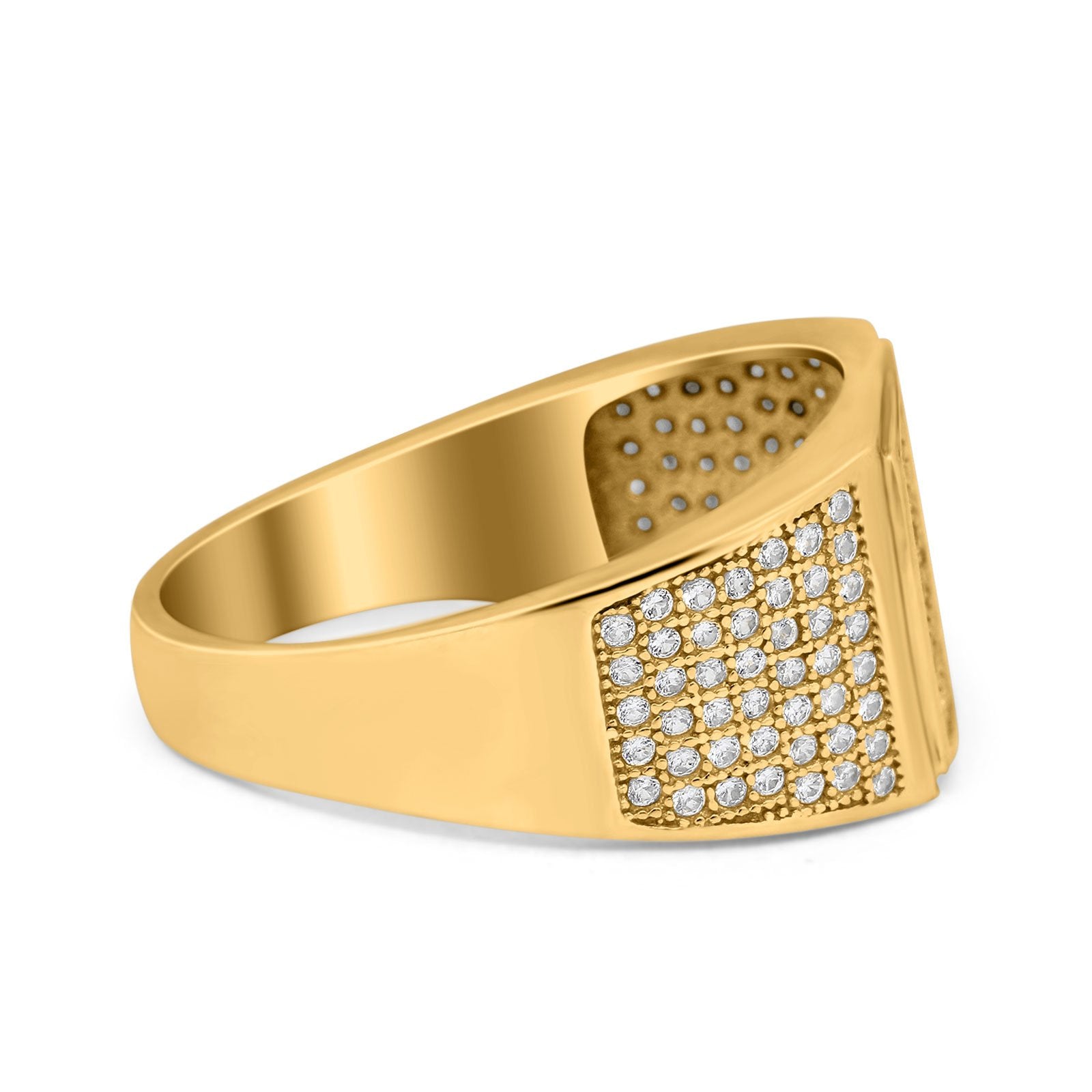 Hip Hop Ring Ice Micro Pave Round Eternity Simulated CZ 925 Sterling Silver