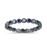 Full Eternity 2.5mm Wedding Stackable Band Ring Round Simulated Cubic Zirconia 925 Sterling Silver