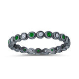 Full Eternity 2.5mm Wedding Stackable Band Ring Round Simulated Cubic Zirconia 925 Sterling Silver