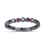 Full Eternity 2.5mm Wedding Stackable Band Ring Round Simulated Cubic Zirconia 925 Sterling Silver