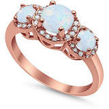 3 Stone Halo Wedding Ring Simulated Cubic Zirconia 925 Sterling Silver