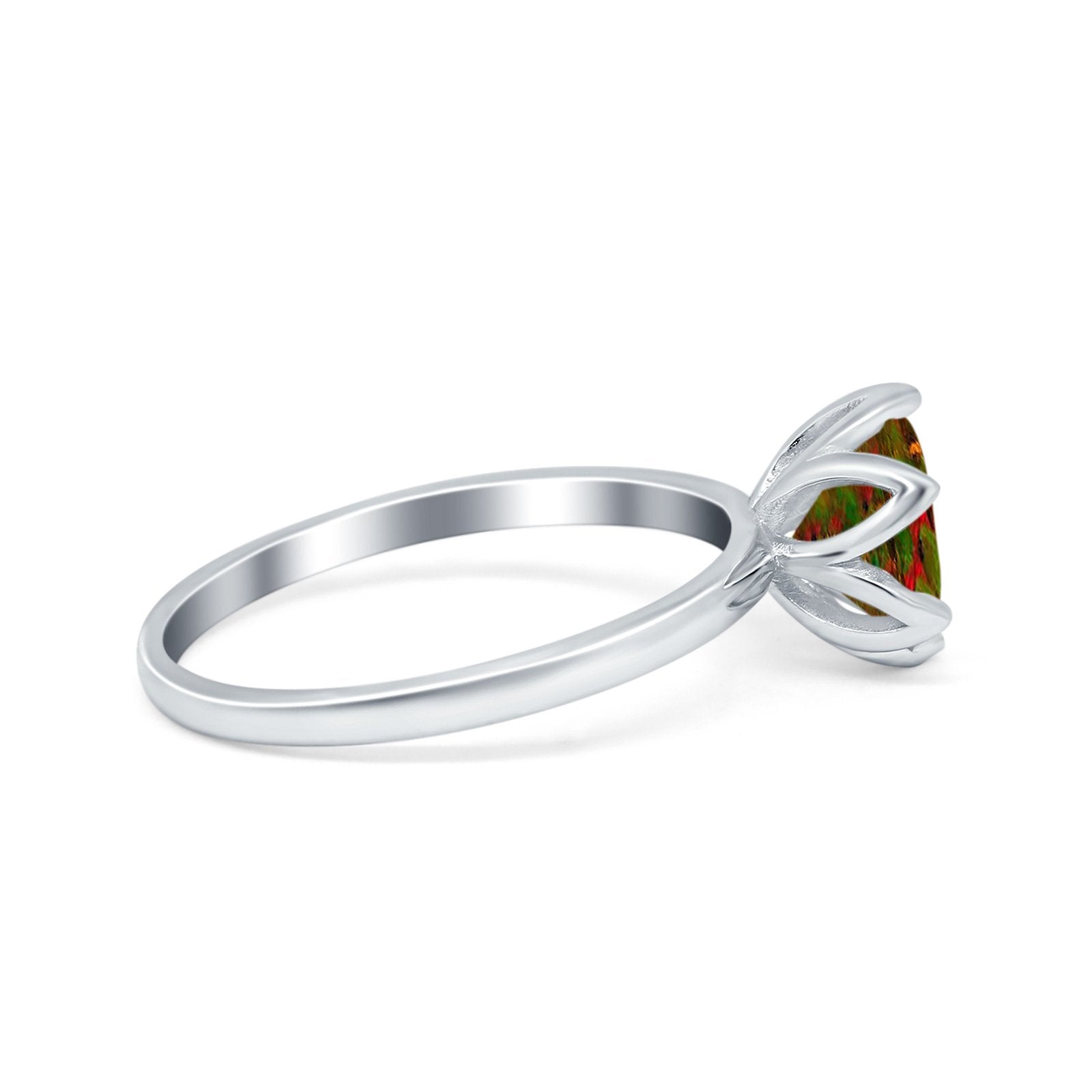 Flower Solitaire Wedding Ring Simulated Cubic Zirconia 925 Sterling Silver