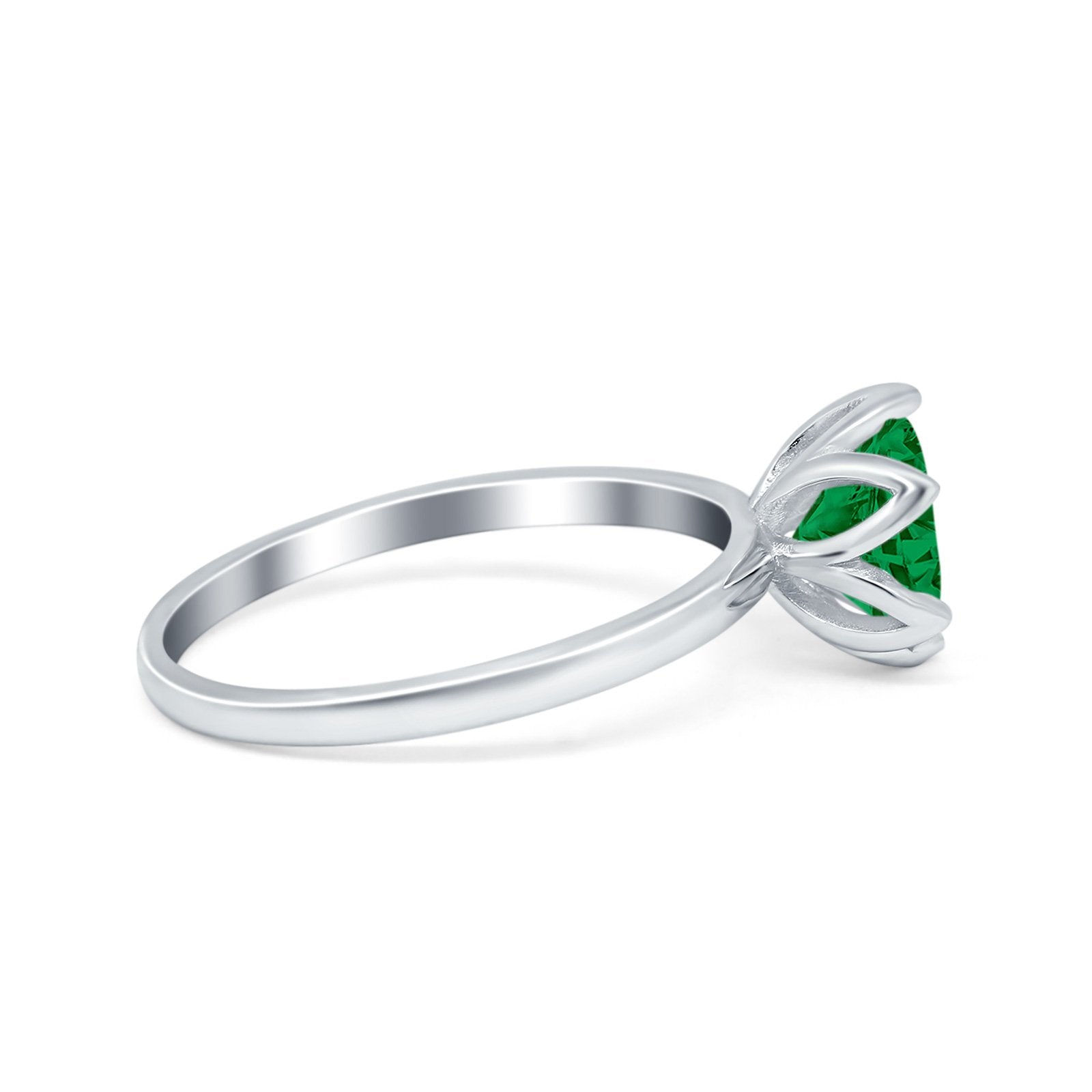 Flower Solitaire Wedding Ring Simulated Cubic Zirconia 925 Sterling Silver