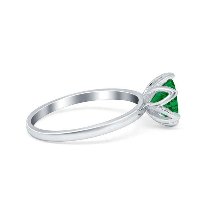 Flower Solitaire Wedding Ring Simulated Cubic Zirconia 925 Sterling Silver