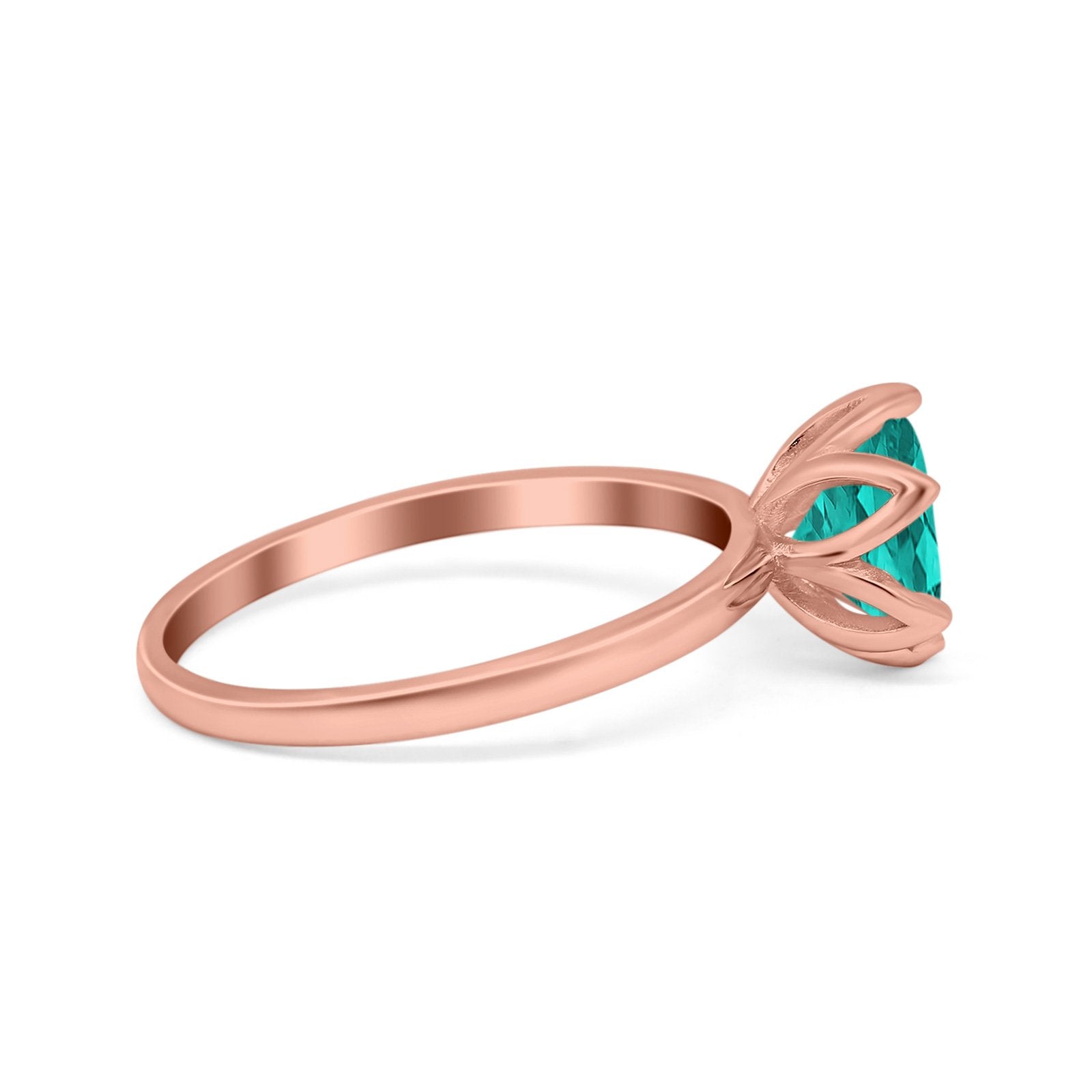 Flower Solitaire Wedding Ring Simulated Cubic Zirconia 925 Sterling Silver