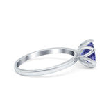 Flower Solitaire Wedding Ring Simulated Cubic Zirconia 925 Sterling Silver