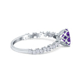 Art Deco Round Engagement Ring Simulated Cubic Zirconia 925 Sterling Silver