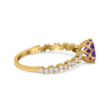 Art Deco Round Engagement Ring Simulated Cubic Zirconia 925 Sterling Silver