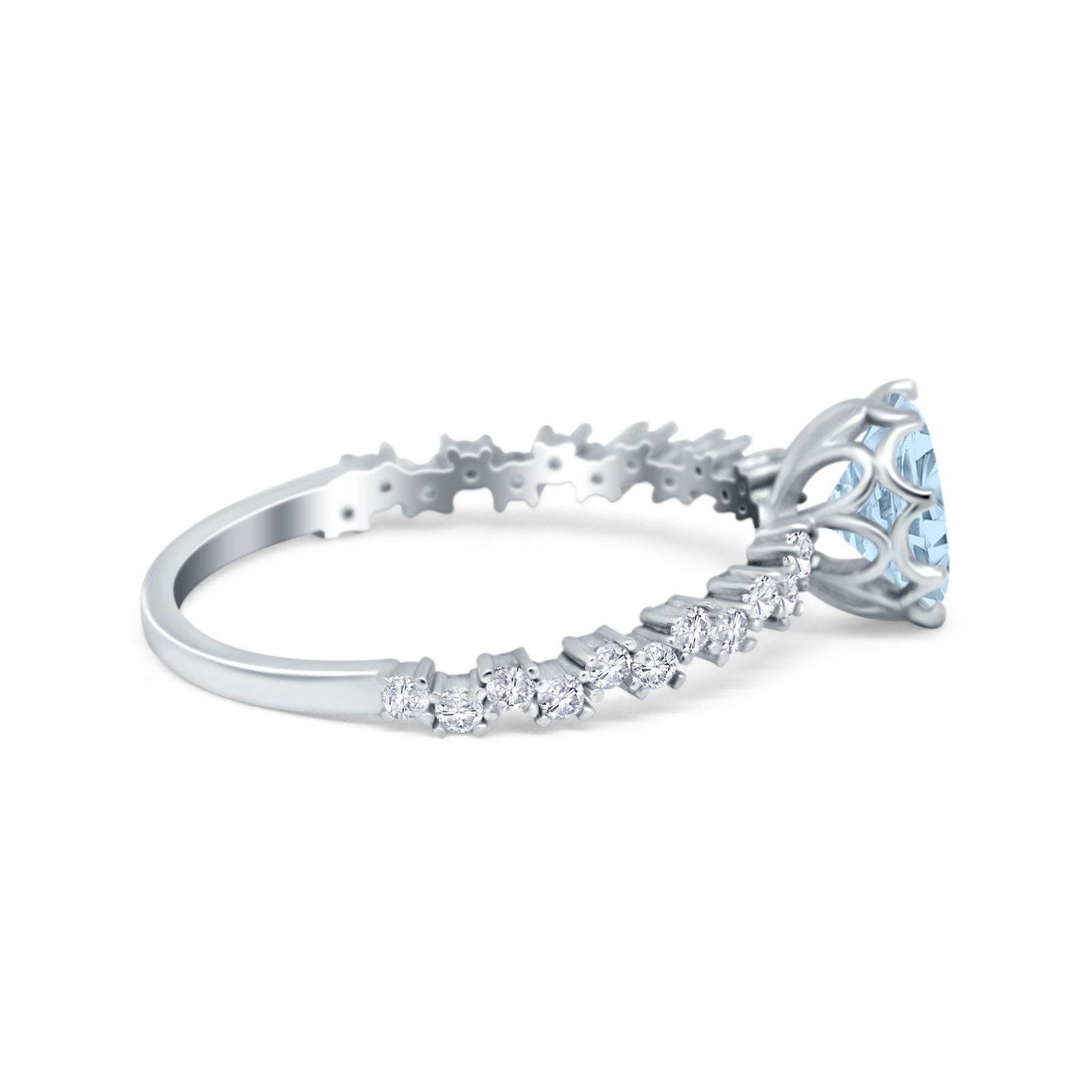 Art Deco Round Engagement Ring Simulated Cubic Zirconia 925 Sterling Silver