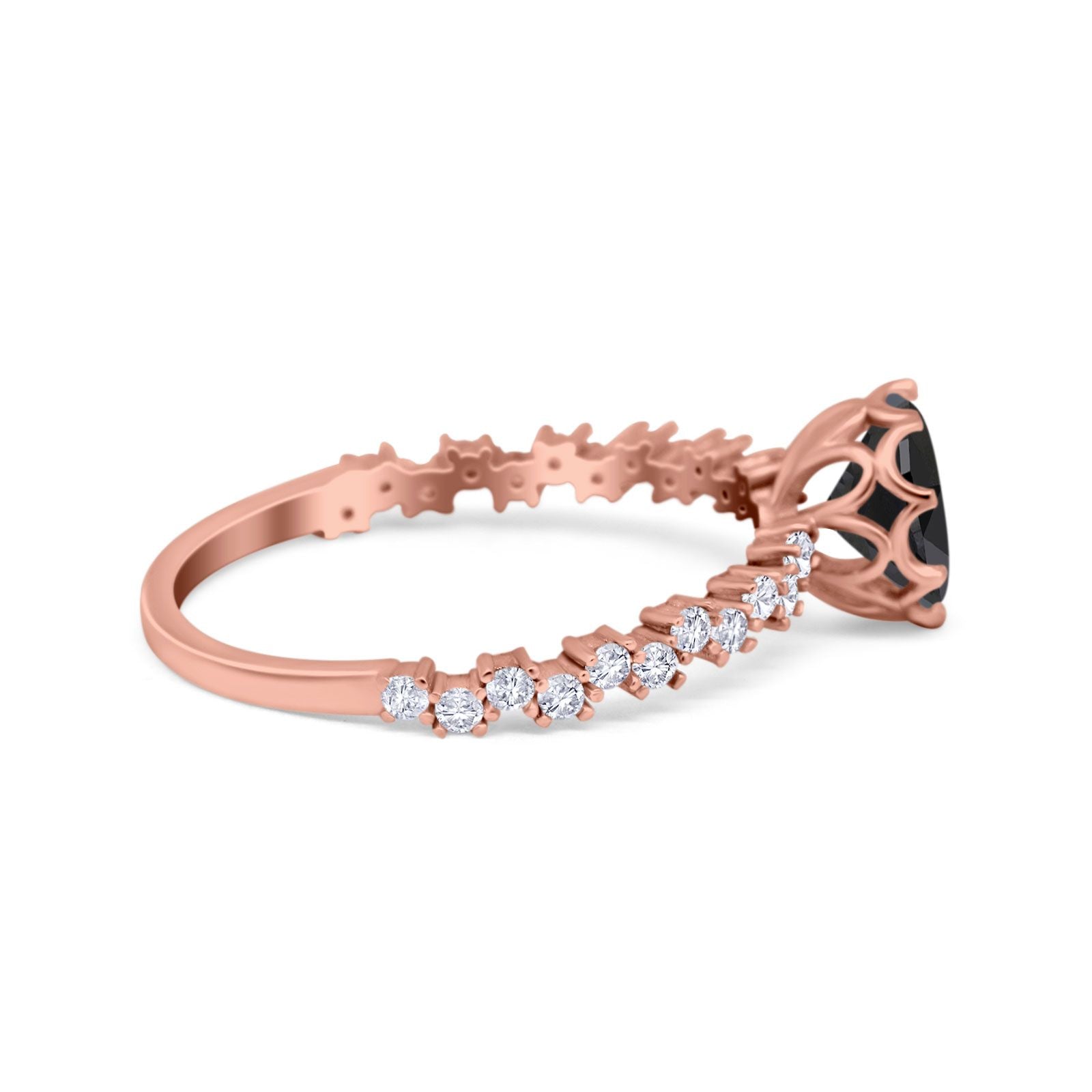 Art Deco Round Engagement Ring Simulated Cubic Zirconia 925 Sterling Silver